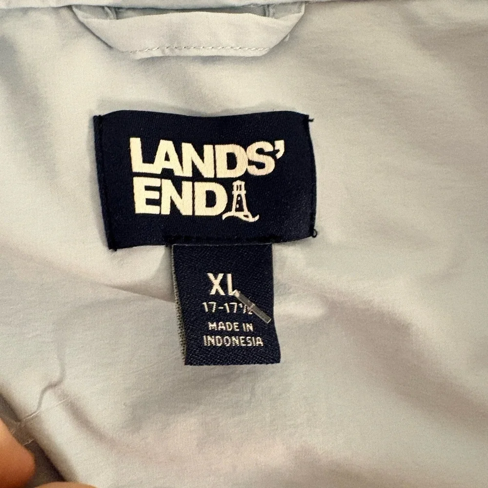 LANDS' END MEN'S UPF 50 OUTRIGGER WOVEN SWIM TEE RASH GUARD BLUE SHIRT  SIZE XL